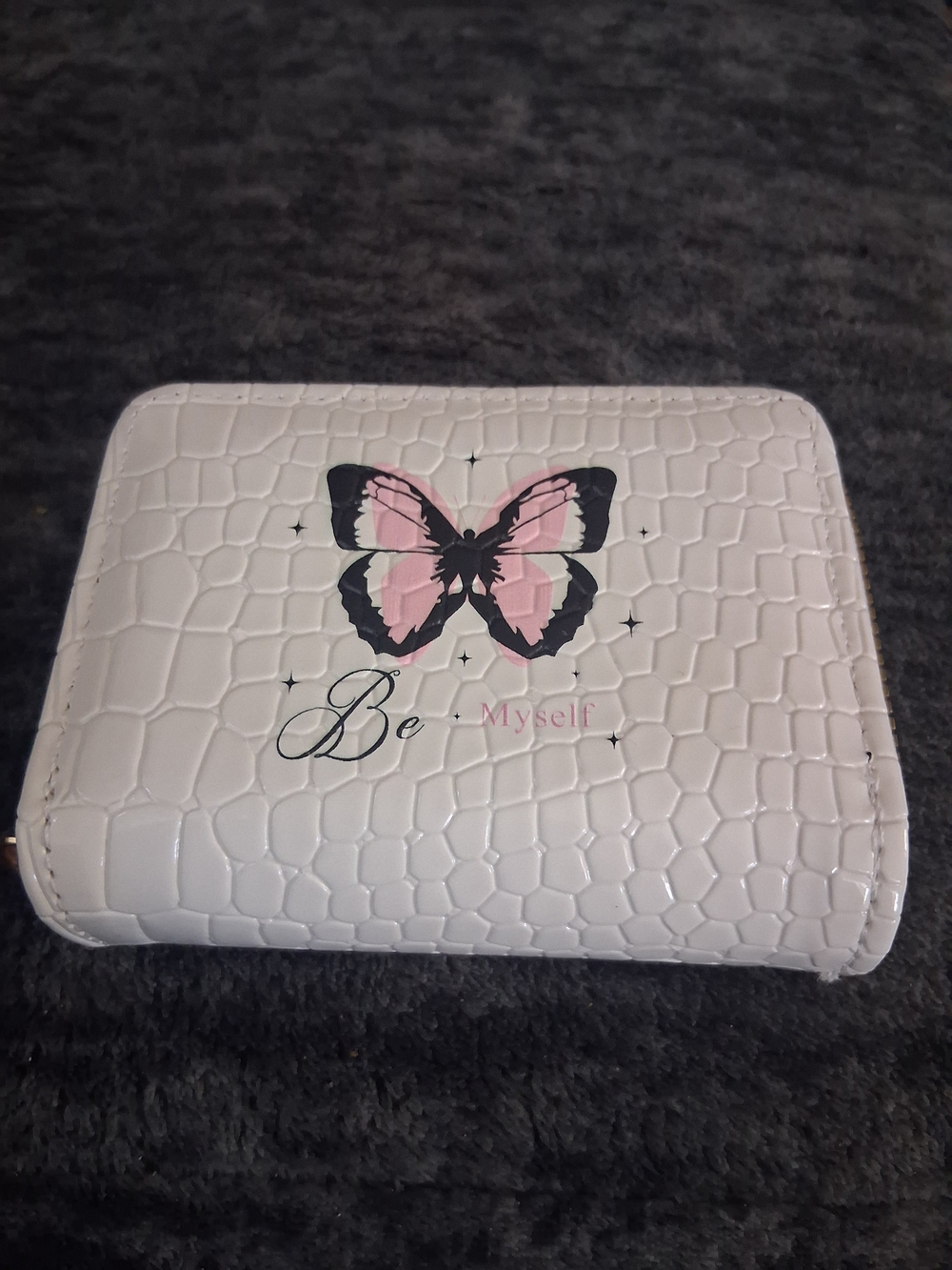 White Butterfly Zip Wallet - Be Myself Design